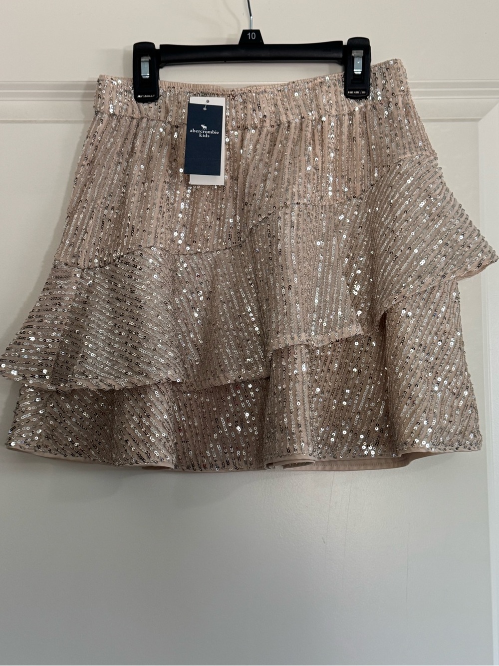 Abercrombie & Fitch Champagne Sequin Tiered Mini Skirt NWT